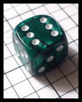 Dice : Dice - 6D Pipped - Green Swirl with White Pips - FA collection buy Dec 2010